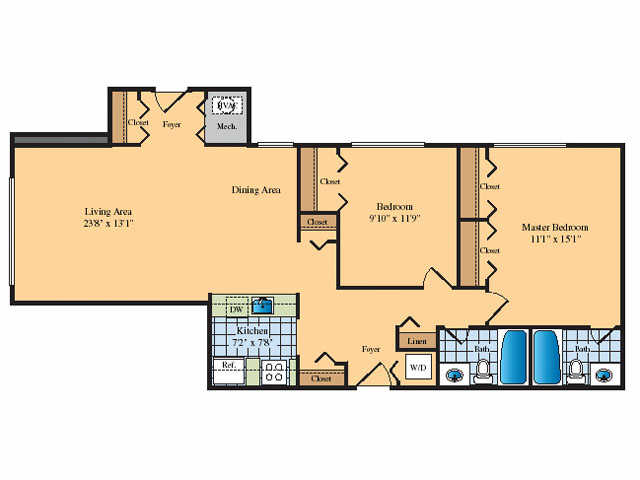 2 BR 2 BA A Floorplan 1066 - Elme Bethesda