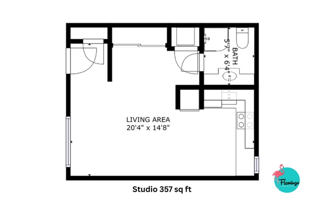 Studio l 357 sq ft l Flamingo - Flamingo Apartments