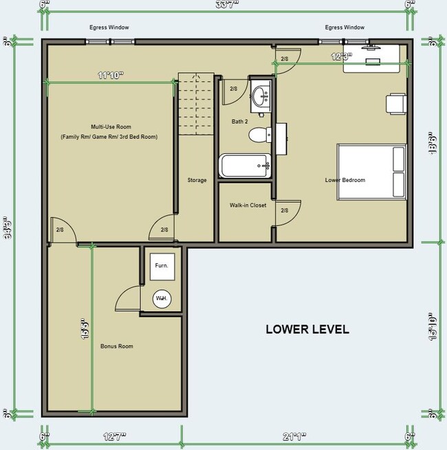 Lower Level Layout - 1127 Glenn Pl