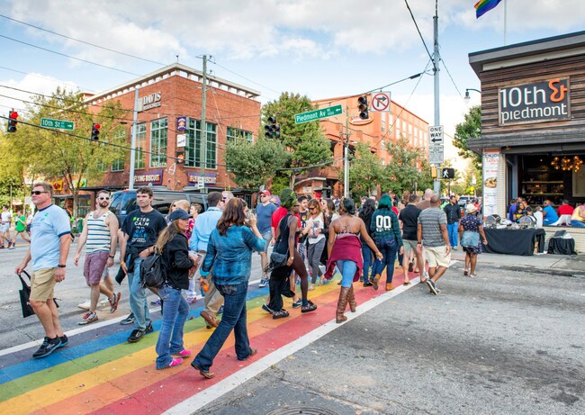 Just steps away is the famous rainbow crosswalk! Enjoy brunch at Flying Biscuit - 898 Argonne Ave NE