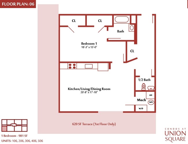 1BR/1.5BA - Condos At Union Square