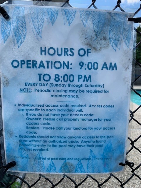 seasonal pool hours - 51 Warren St