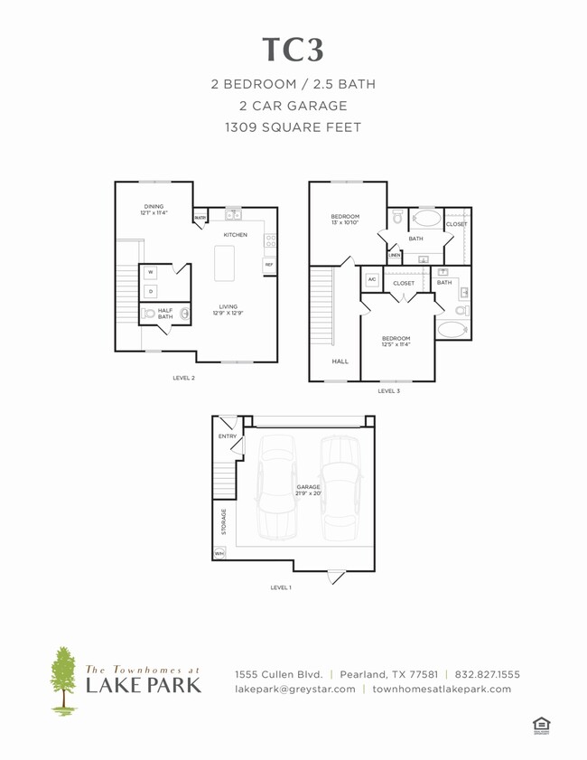 The Townhomes at Lake Park - TC3 - 2.5 Beds - 2.5 Baths - 1309 Sq. ft. - The Townhomes at Lake Park