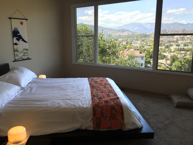 Zen bedroom with queen platform bed - 3277 Palmer Dr