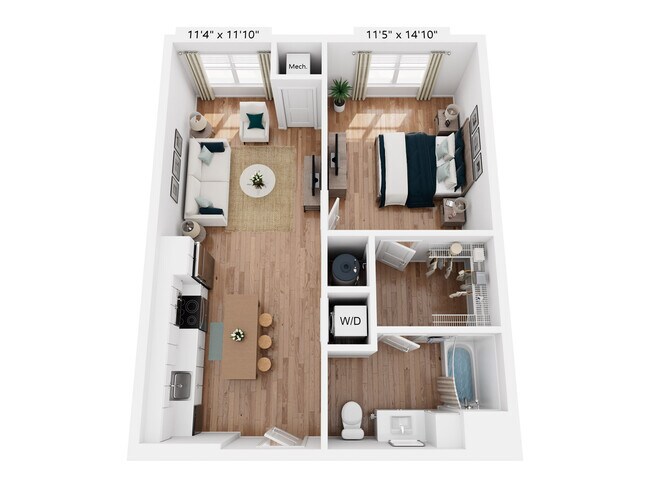 A2 | 1x1 | 707 sq ft - The Henry