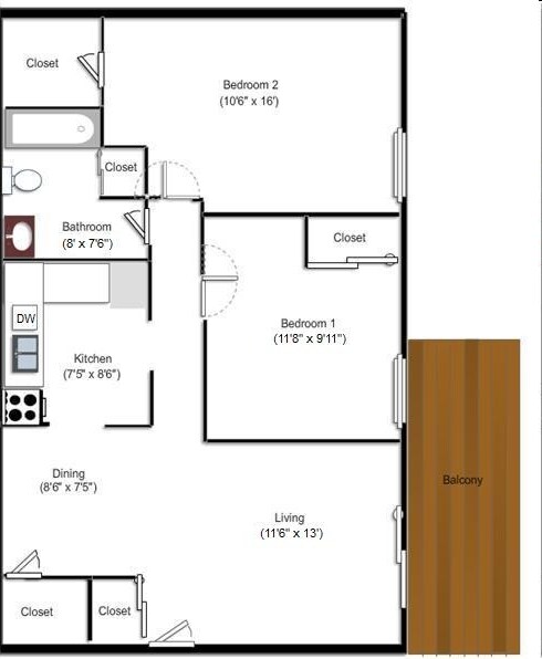 2BR/1BA - Country Set Apartments