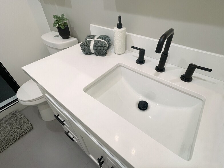 BRAND NEW quartz counter, Delta faucet, dual flush toilet - 9047 Langdon Ave