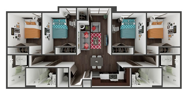 4 bedroom, 4 bathroom. Our most popular floor plan. 1218 sq feet. Pricing is per bedroom. - Academy Lincoln