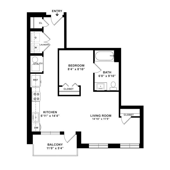 S4 Floor plan W Dimensions - Courthouse Square Apartments