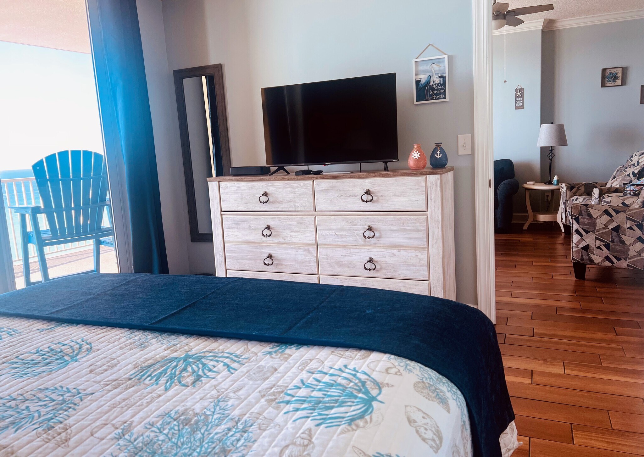 Enjoy a movie from the master on the flat screen TV! - 10625 Front Beach Rd