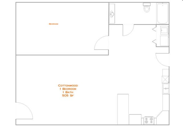 1BR/1BA - Cottonwood Apartments