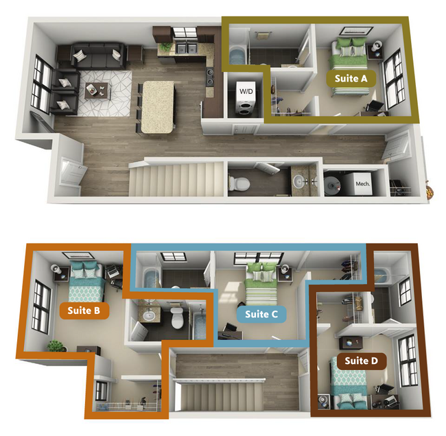 Floorplan - Quarters East Lansing Cottages