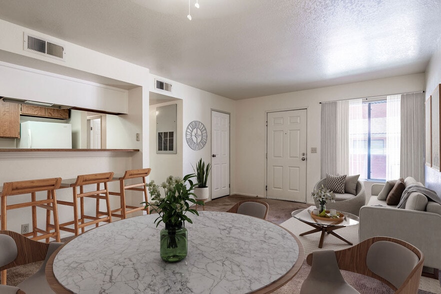 Virtually Staged Classic Dining/Living Room - Sunset Springs Apartments