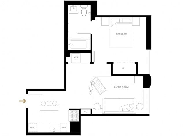 1 bed 1 bath A2-R - The Chelsea