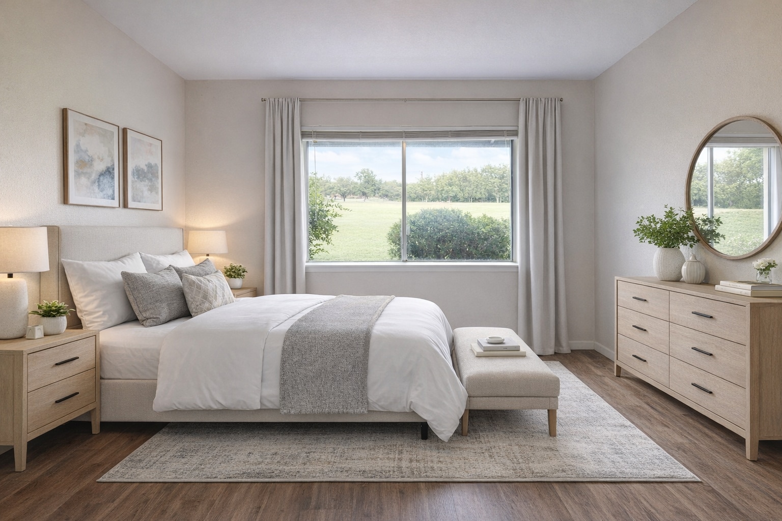 Fresh, light-filled bedroom with one window. Virtually staged. - 5917 Little Creek Trl