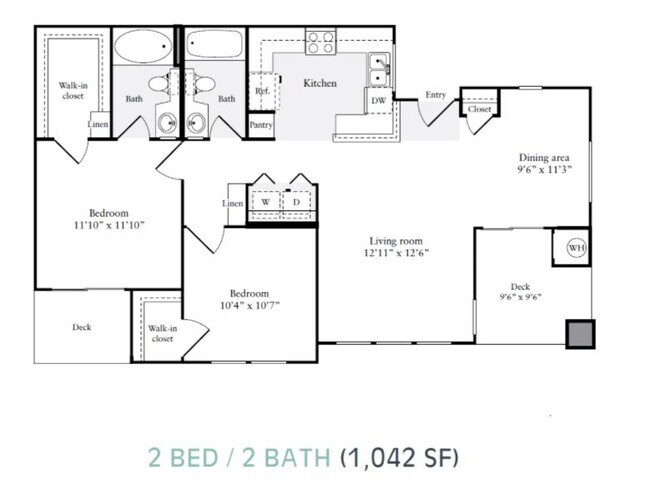 2 BED / 2 BATH - 1042 SF - Via Ventura Apartments