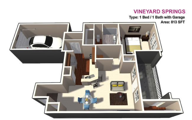 1 BED / 1 BATH w/ Garage - Vineyard Springs