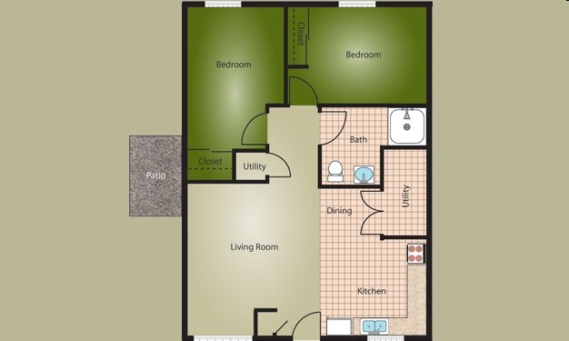 2BR/1BA - Laughlin Woods Apartments