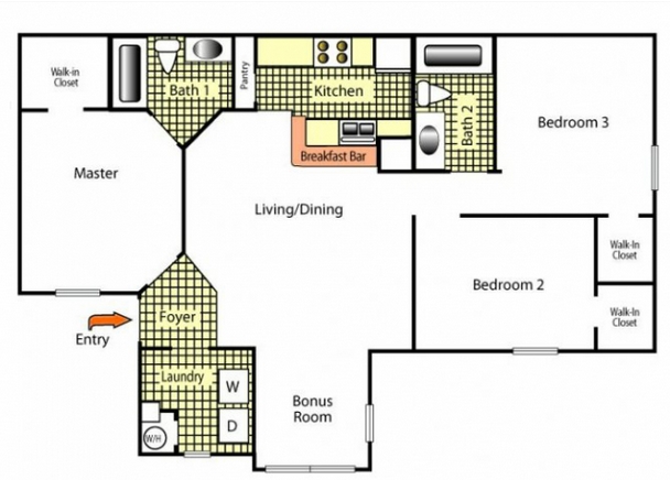 3BR/2BA - Castle Woods Apartments