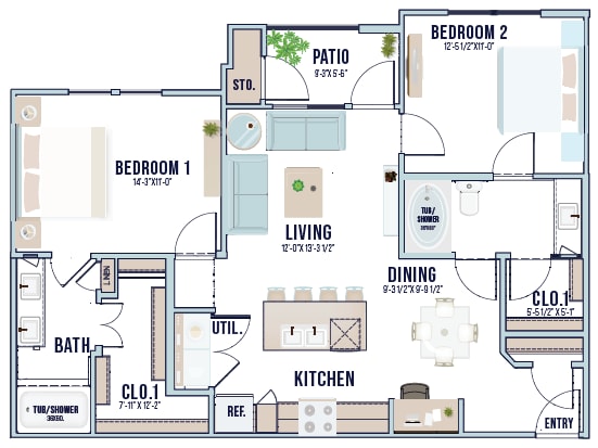 B3 | 1017 sq ft - Magnolia Park Apartments