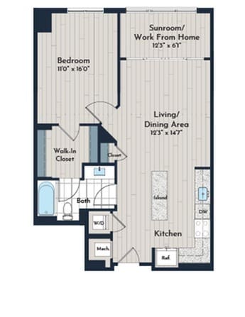 1BS-6bm Floor Plan - Meridian 2250 at Eisenhower Station