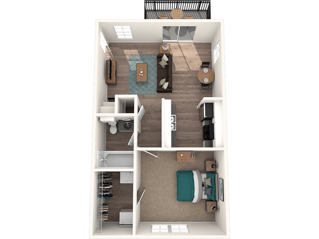The Timbers | 3D Floor Plan | 1 Bedroom - The Timbers Apartments