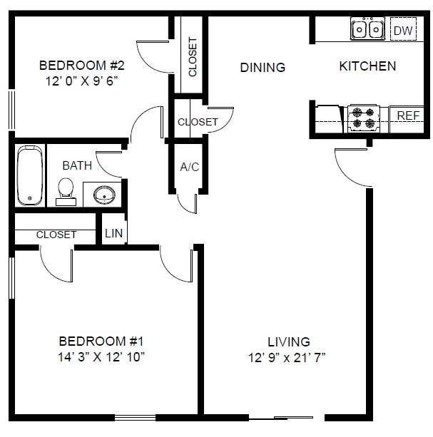 2BR/1BA - Eastgate Apartments