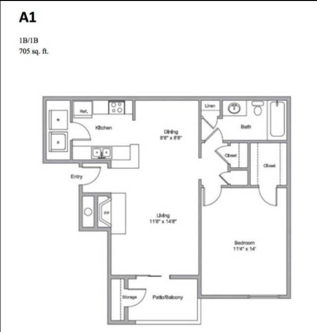 A1 1 bedroom, 1 bath 705 sqft - Oaks of Westchase