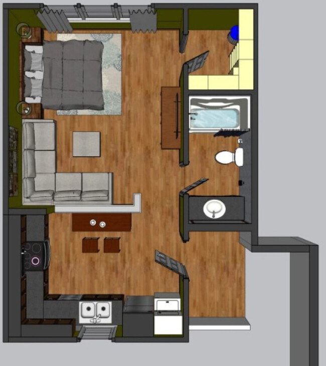 Studio floorplan - Huntsville Village Apartments