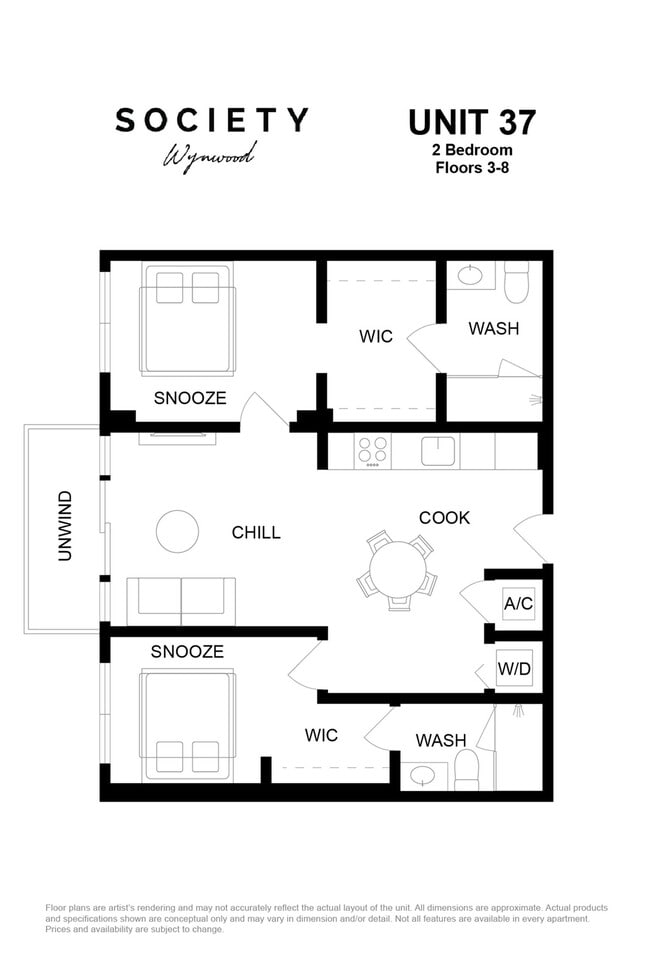 2 Bed - Unit 37 - Fl 3-8 - Society Wynwood