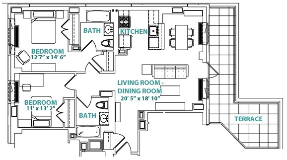 2BR/2BA - The Graduate Center Apartments