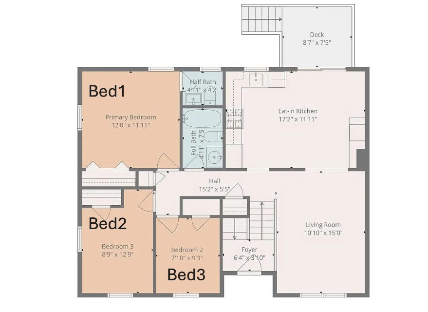upstairs floor plan - 5005 Apache St