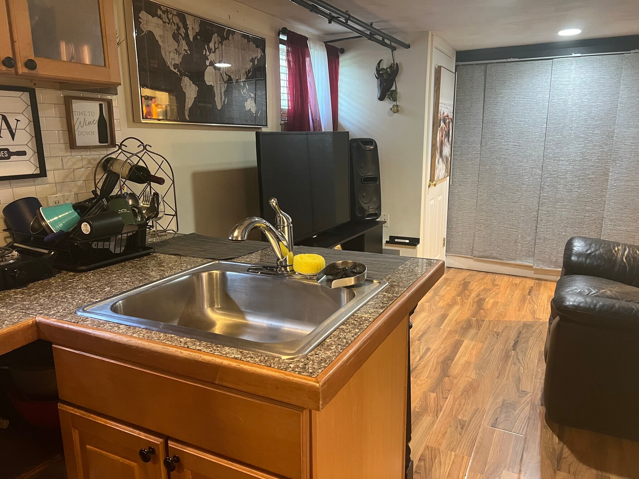 Kitchen look into living area - 265 Faneuil St