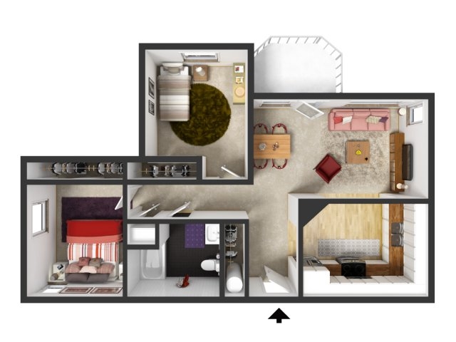 Two Bedroom 3D - Windsong Senior Apartments