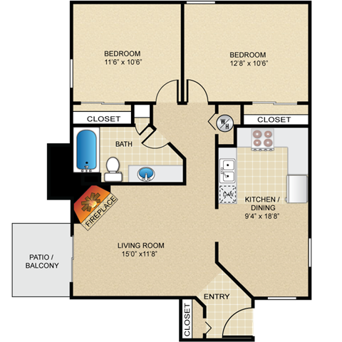 Floorplan - Deerfield Apartment Homes