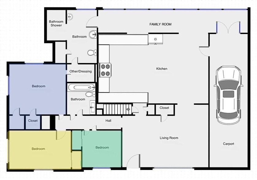 Main level floor plan (not to scale) - 505 Chestnut St