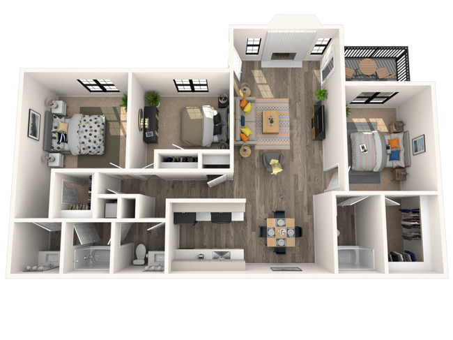 C1 - 3BD, 2.5BA - 1070SF - Lakeland Apartments