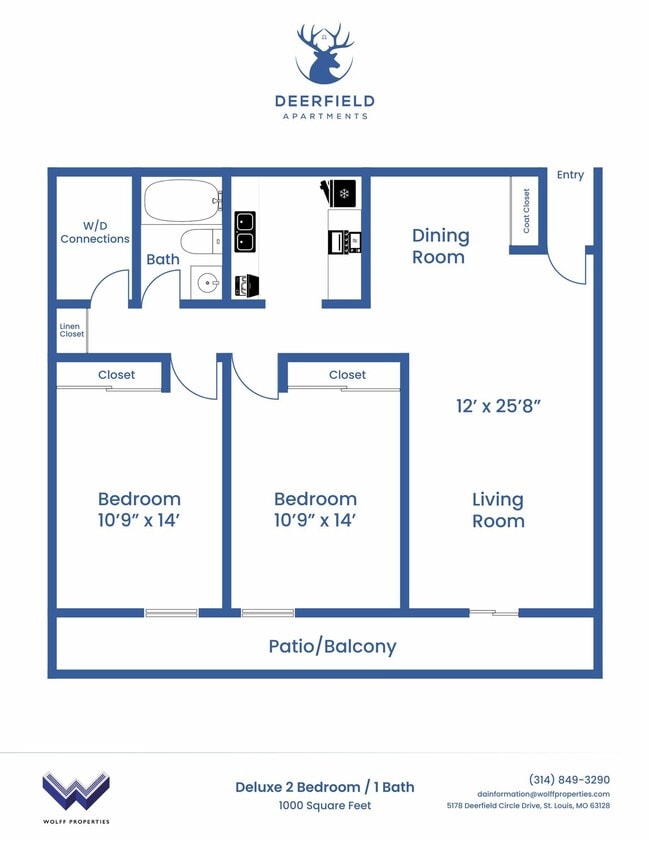 Two Bedroom Garden Deluxe - Deerfield Apartments