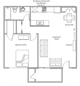 1BR/1BA - Green Leaf at Broadway