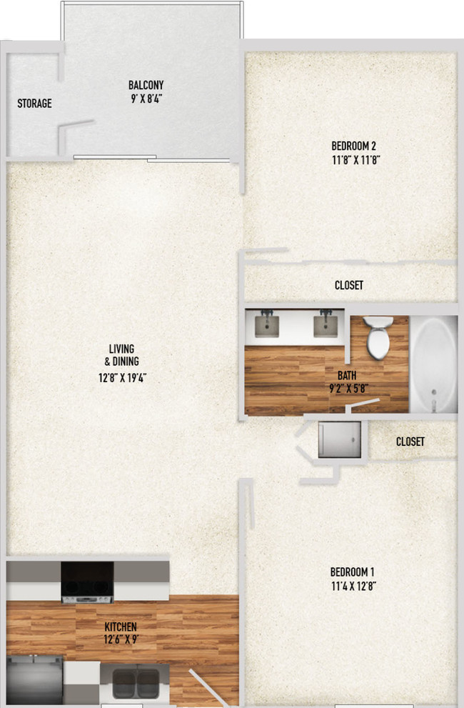 Two Bedroom - Treehouse Apartments