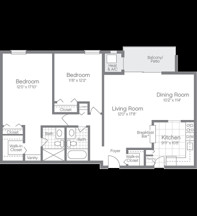 2BR/2BA - PeachTree of McLean