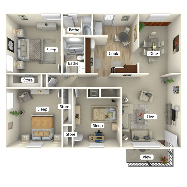 The Camelia - 1400 Sq. Ft. - Magnolia Gardens