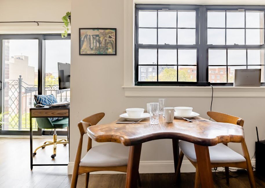 Breakfast Nook with Custom Live Edge Mahogany Table - 504 Maple St