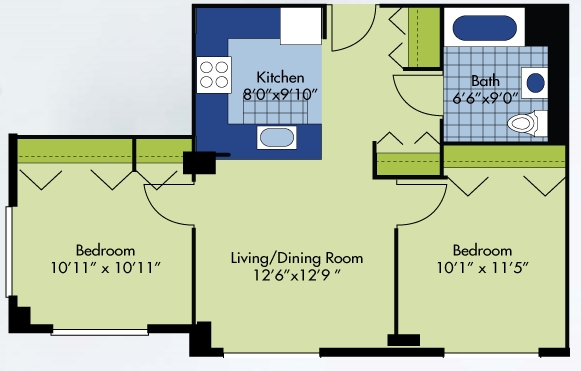2BR/1BA - Wrightwood Senior Apartments