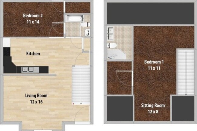 B floor plan 2 bed 2 bath 2 car garage - HarborTown Villas