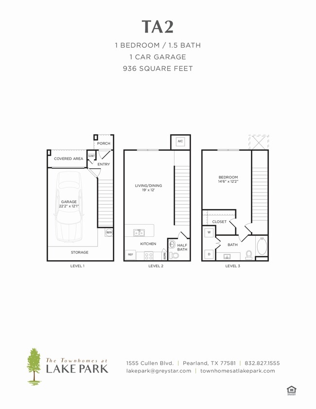 The Townhomes at Lake Park - TA2 - 1.5 Beds - 1.5 Baths - 936 Sq. ft. - The Townhomes at Lake Park