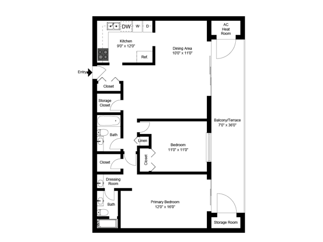 Two Bedroom Two Bathroom - Main Line Berwyn Apartments