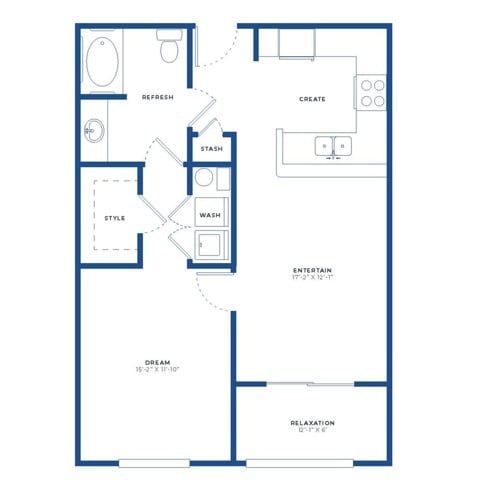 1x1 Floor Plan - Independence Park