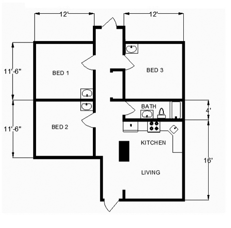 3BR/1BA - Campus Flats