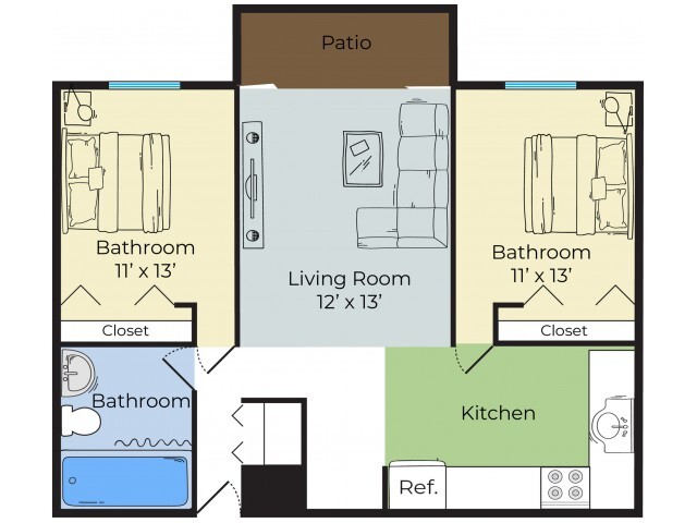 2 Bedroom 1 Bath - Westford Park Apartments